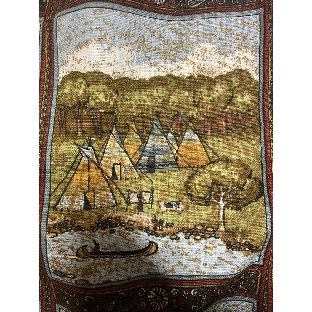 Vintage 5th Avenue Native Village Frontier Train Buffalo Saloon 2 Yards Fabric